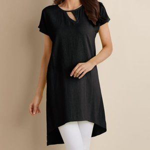 Soft Surroundings | Black Petites Moderne Gauze Tunic Top